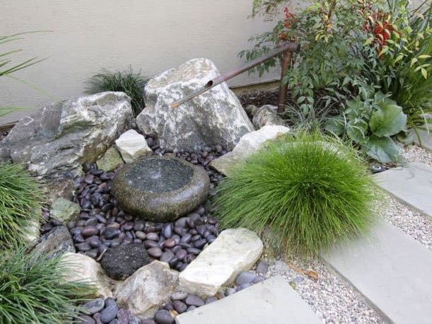 Large rock small fountain