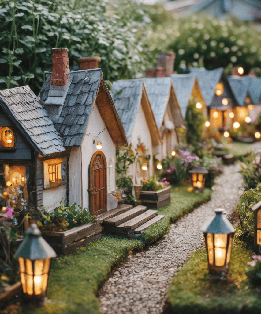 Fairy Garden housese lined up