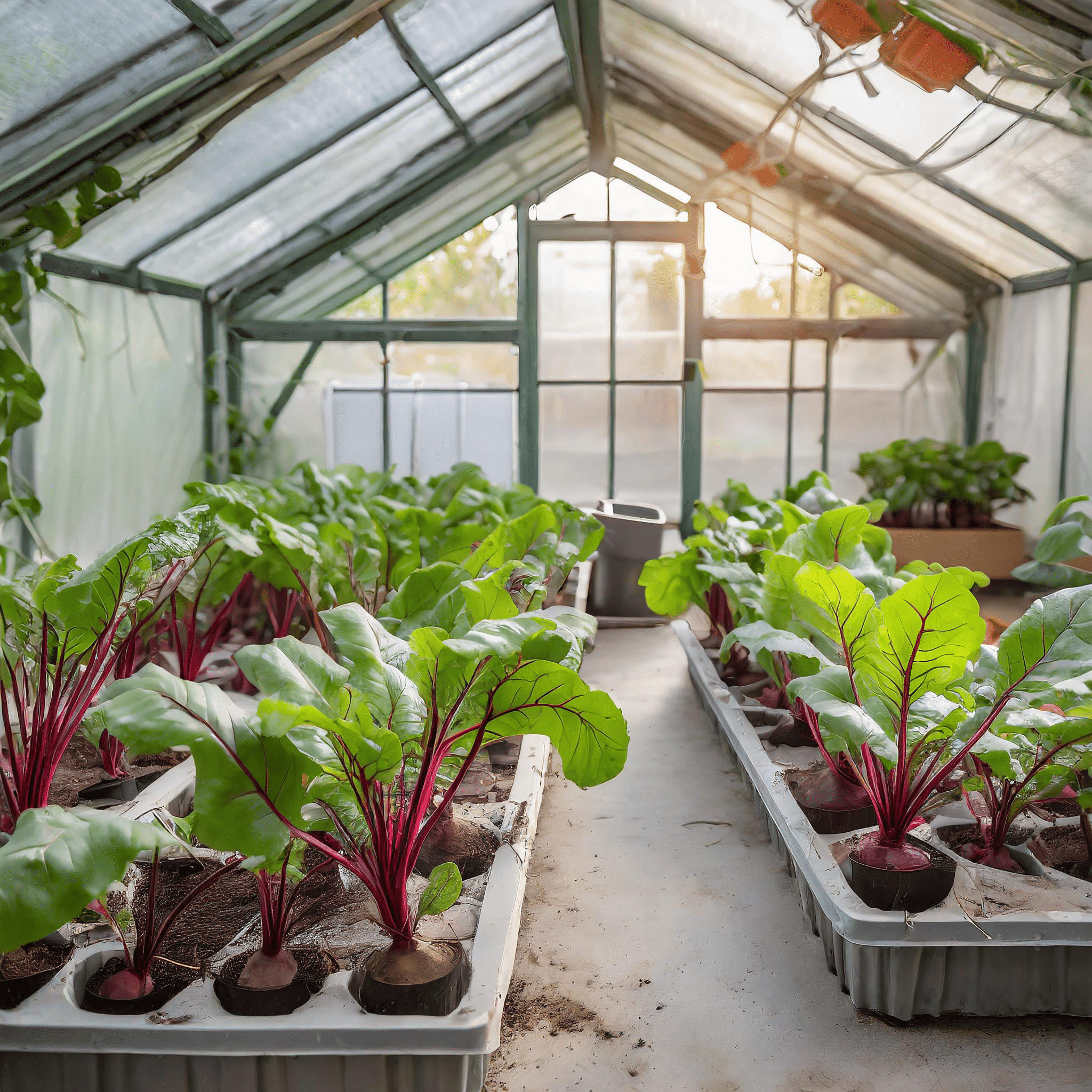 Greenhouse growing beets