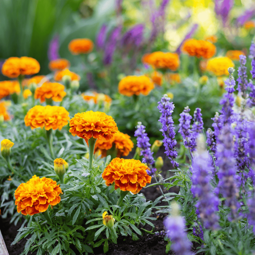 Lavender and marigolds