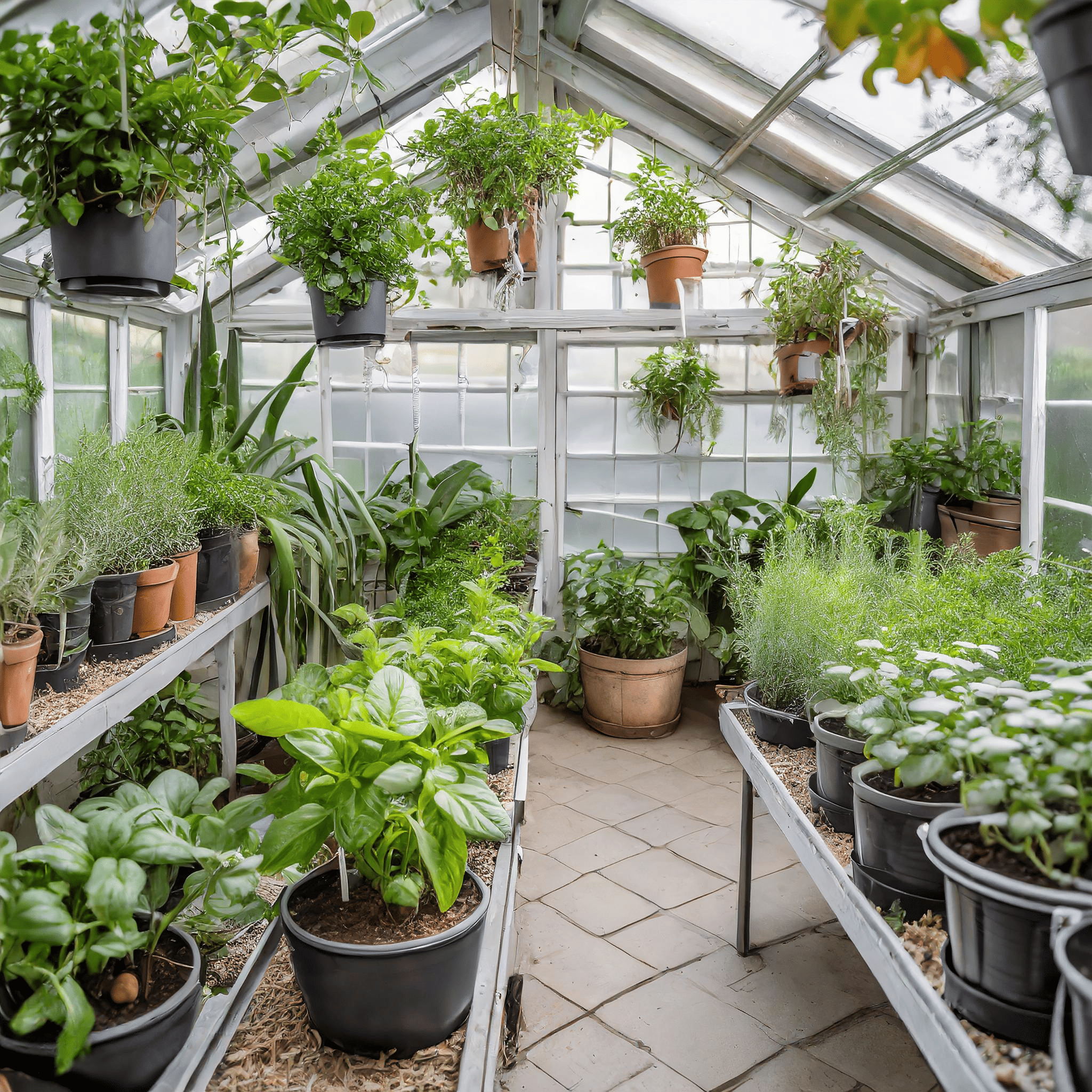 greenhouse growing herbs