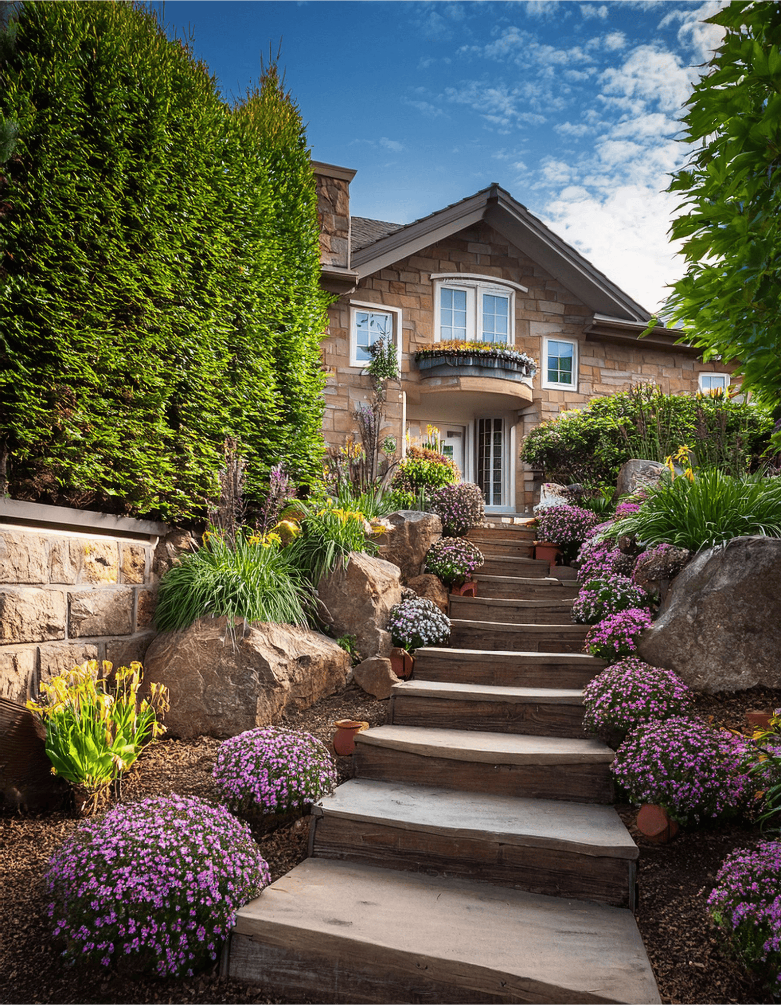 Boulder garden path to door