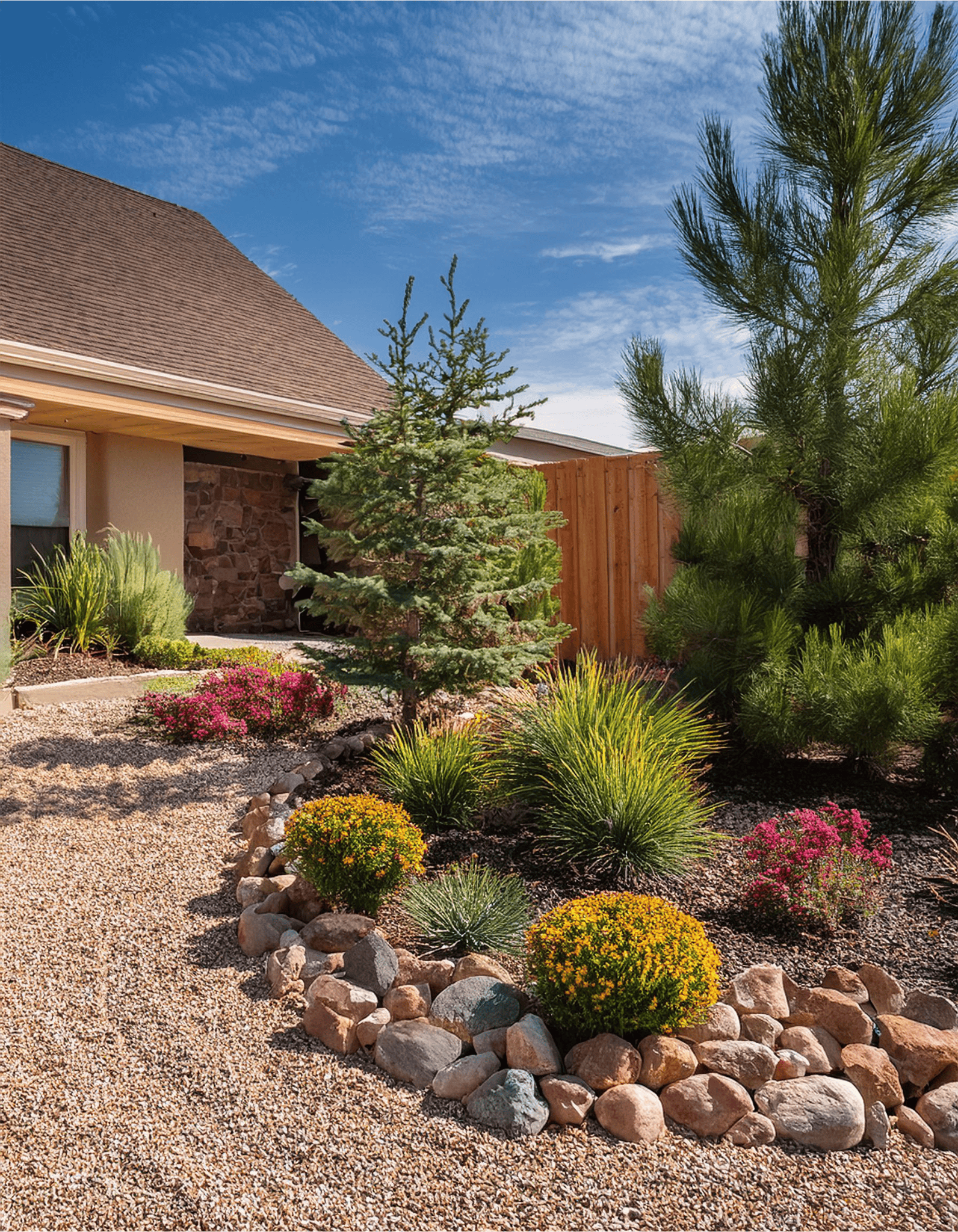 Modern landscape of Marana home blends seamlessly with desert hills, image size:1592x2048