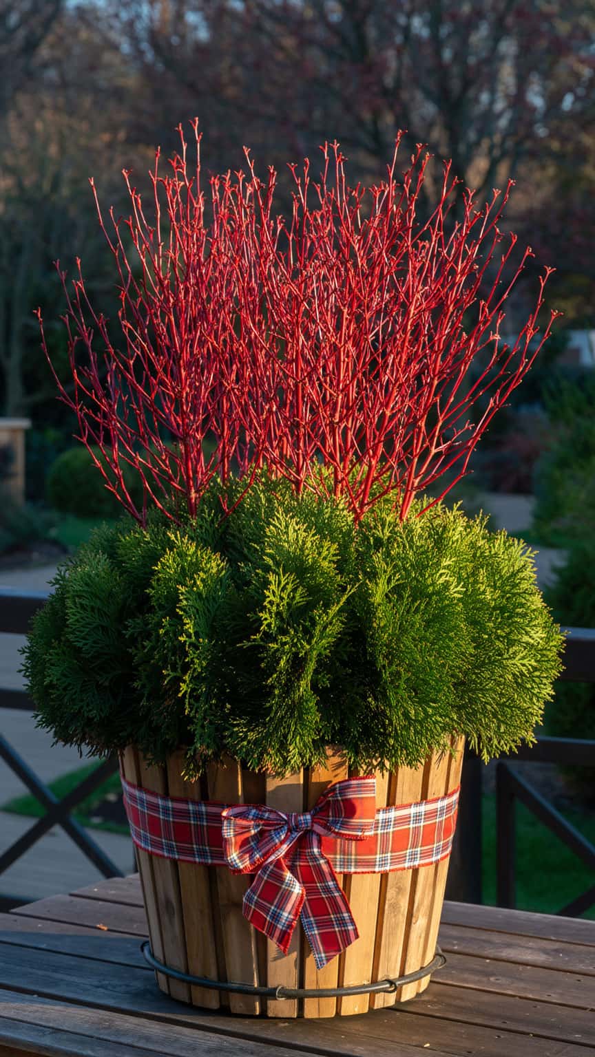 1 dogwood rustic christmas planter