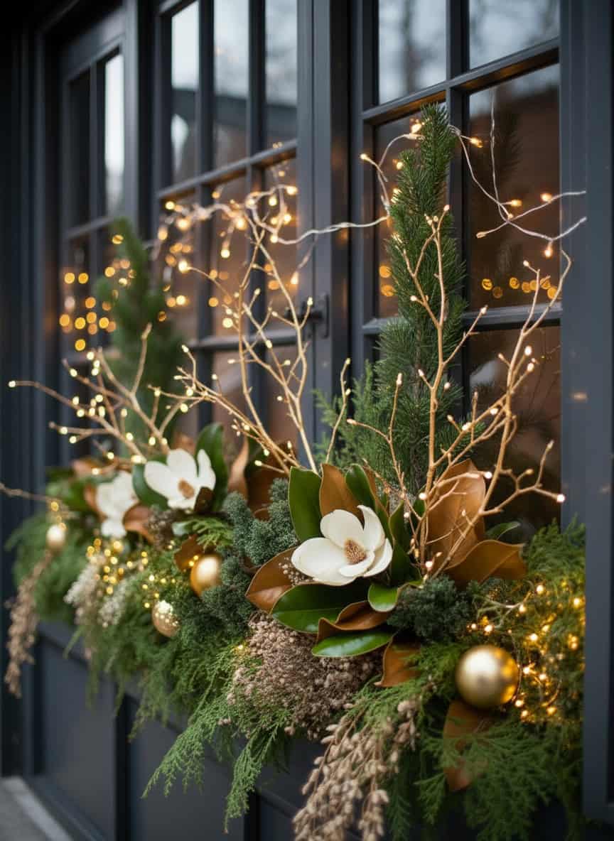 3 christmas windowbox planter