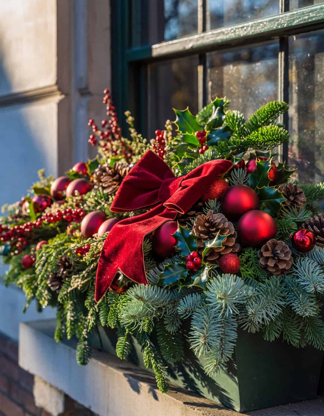 4 christmas windowbox planter