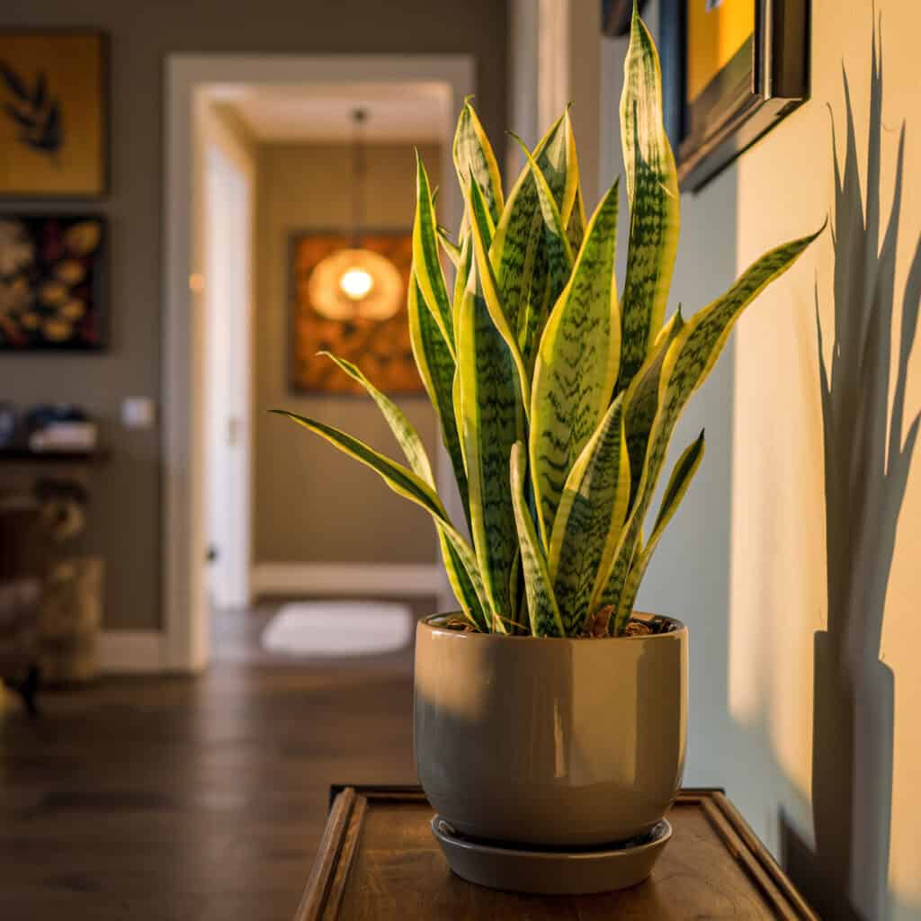 Snake plant in living room