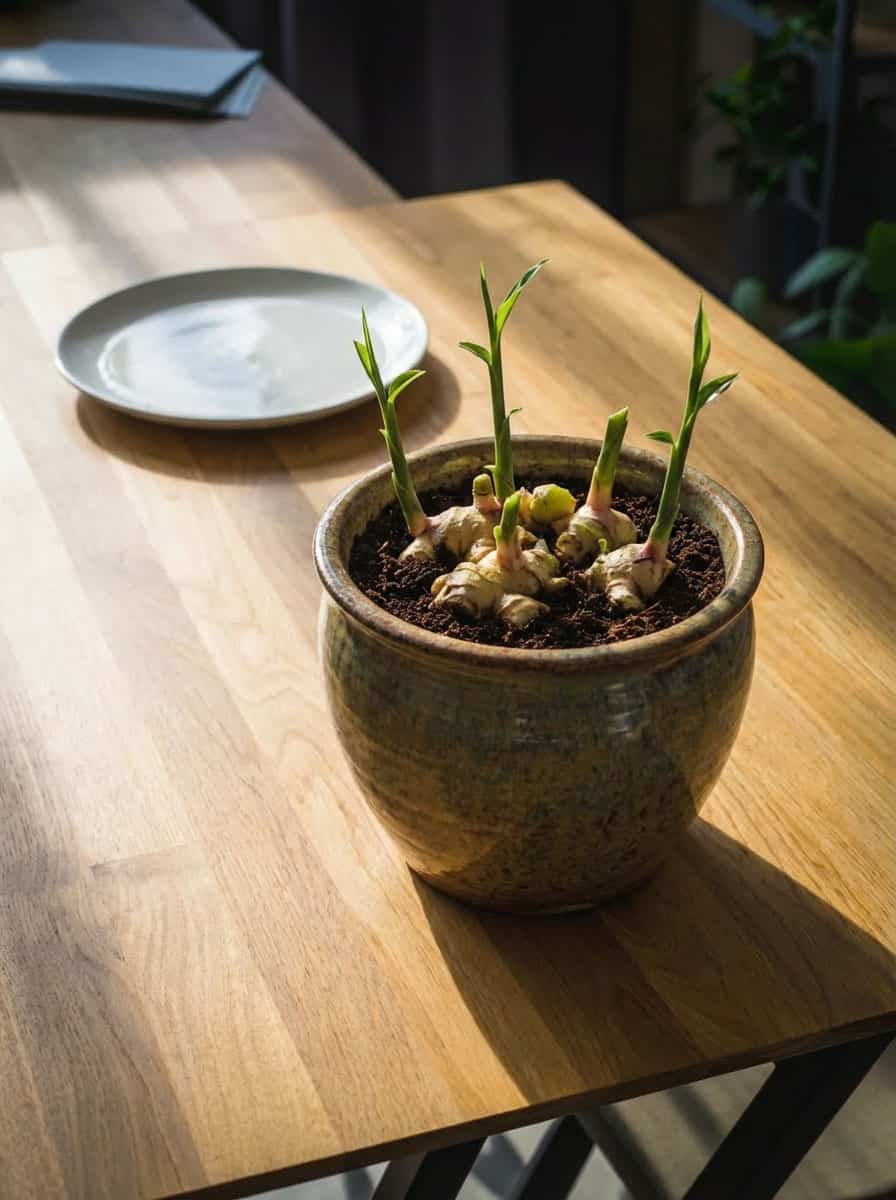 shallow planted ginger