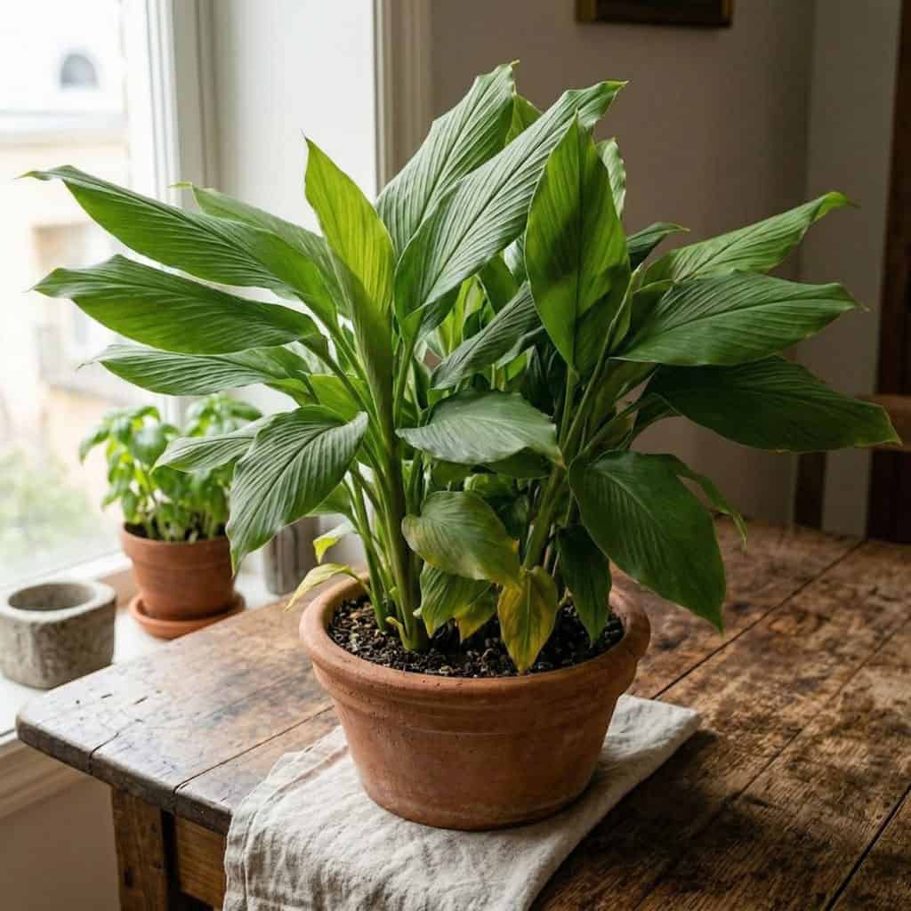 Fully mature turmeric growing at home