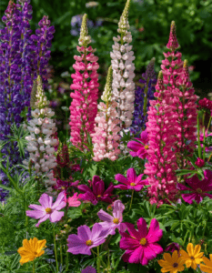 Cosmos and Lupine
