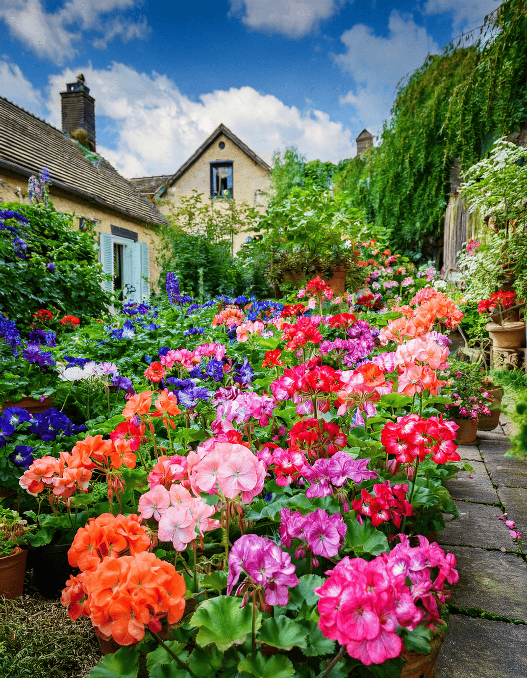 Cottage garden geraniums