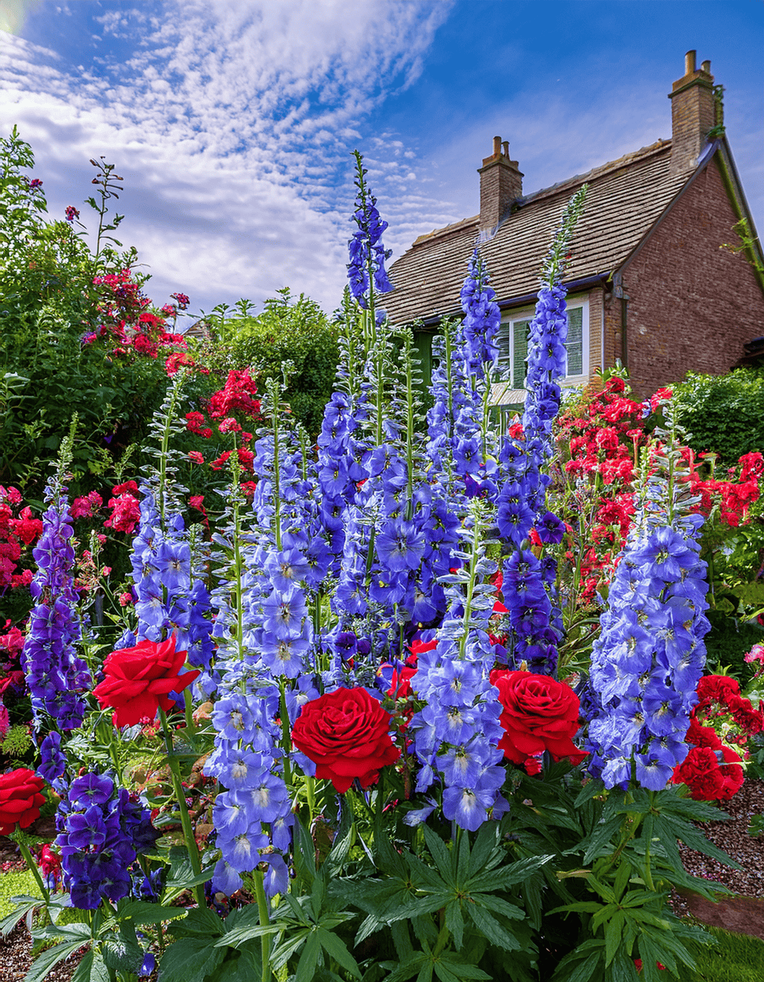 delphinium and roses