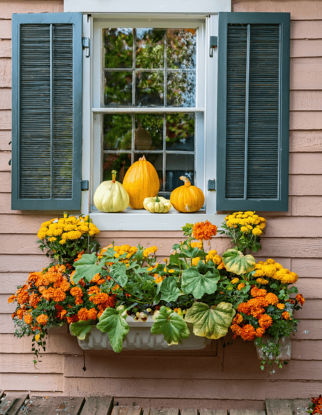 Fall Window box Planter with nesturiums