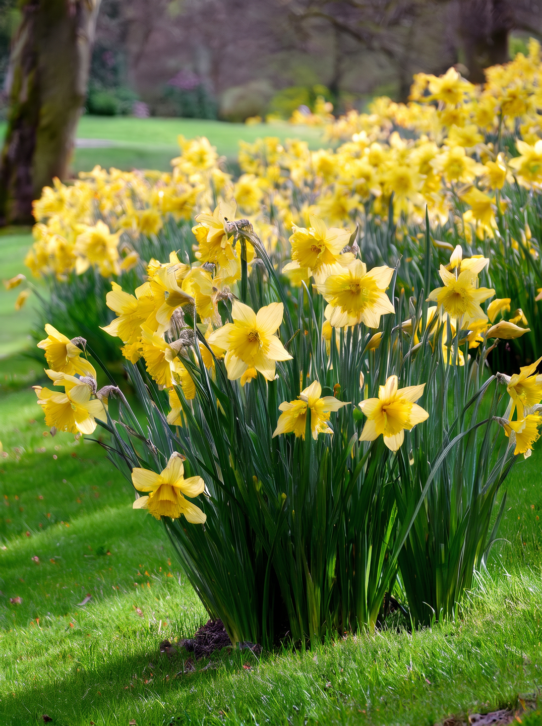 daffodils growing in lawn