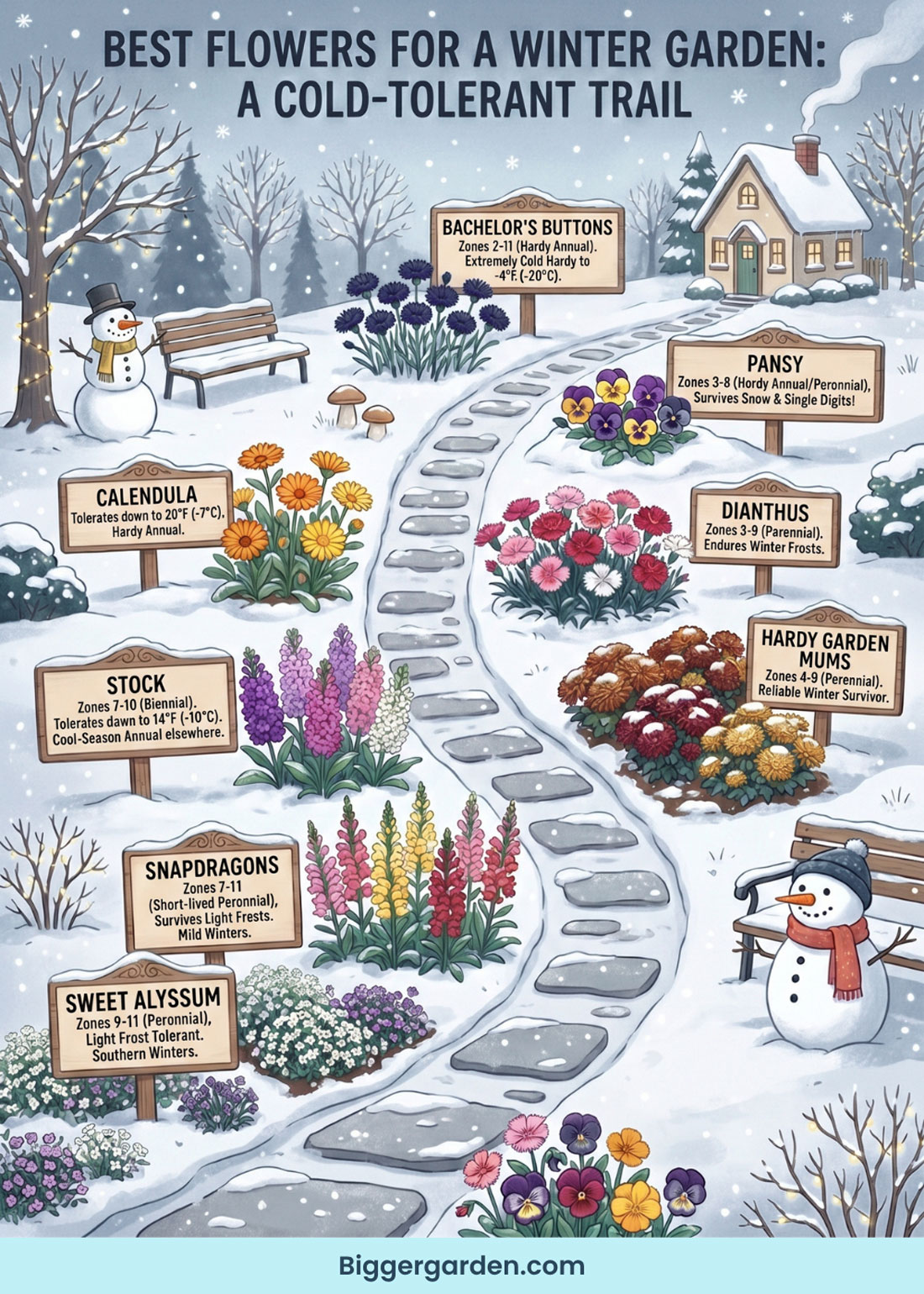 Flowers for winter gardens infographic